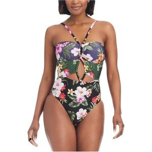 NWT Bar III ‘Tropical Heat’ Floral Banded Keyhole One Piece Swimsuit Large